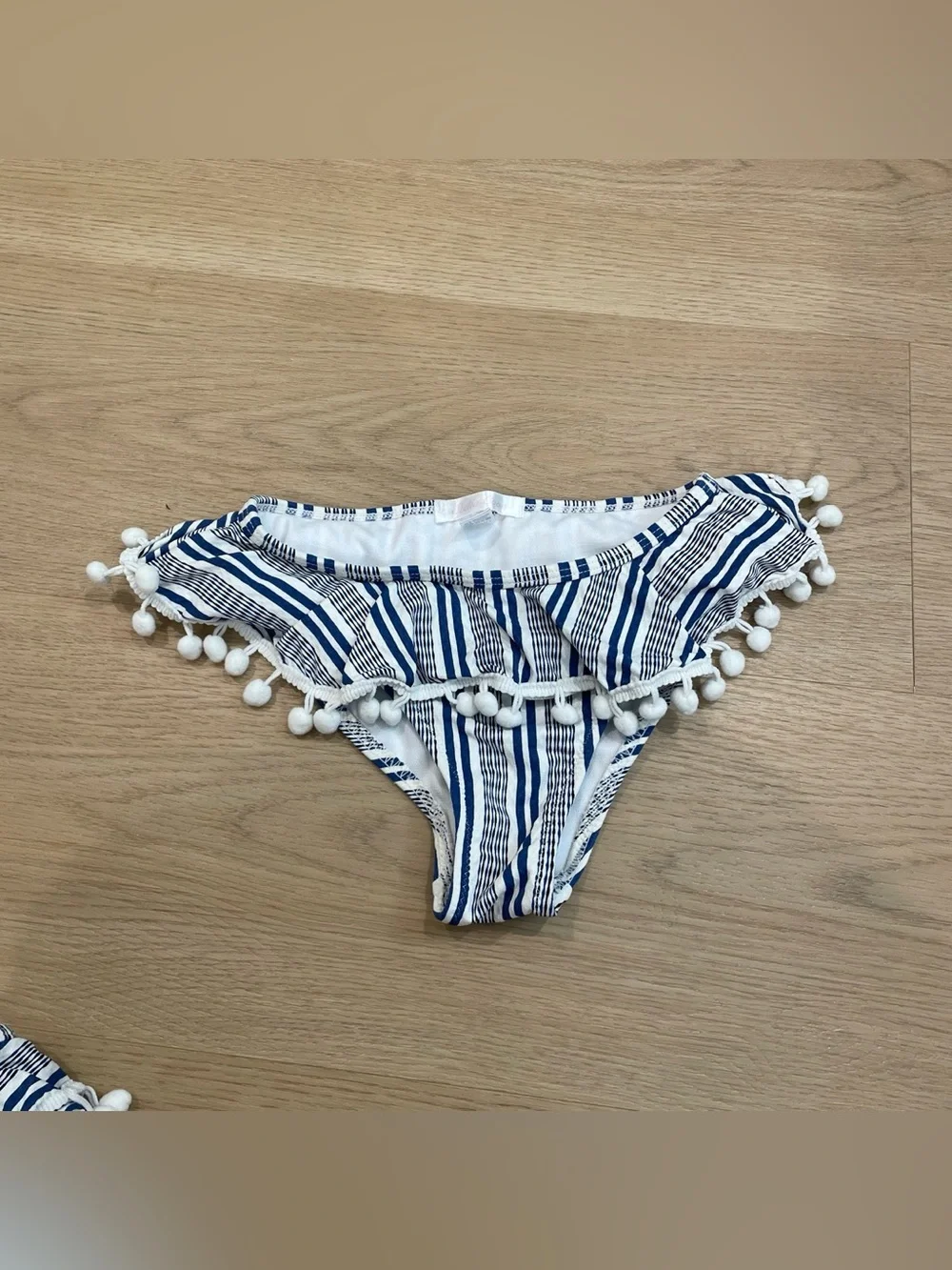 Stella Cove Navy & White Striped Bikini Set with Pom Trim